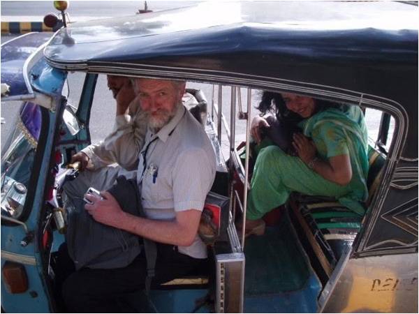 Jeremy Corbyn in a rickshaw (Karachi, 2006)