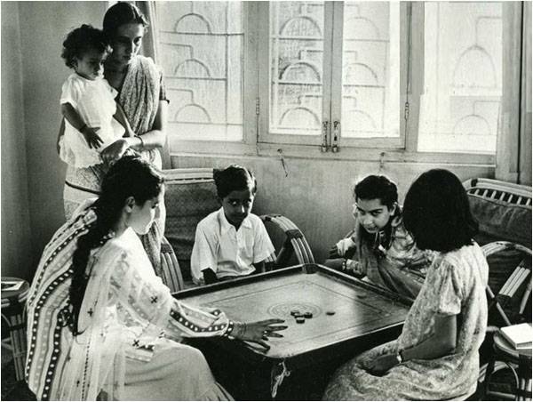 A game of Carrom (circa 1950)