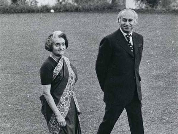 Indira Gandhi and Zulfikar Ali Bhutto in Simla, 1972