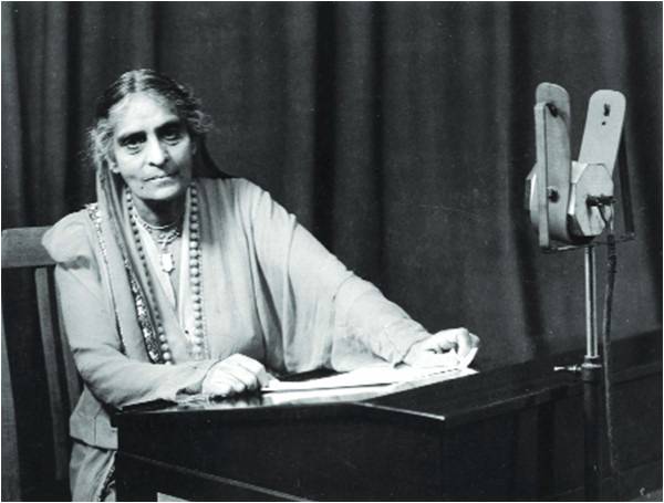 Indian barrister Cornelia Sorabji making a radio broadcast