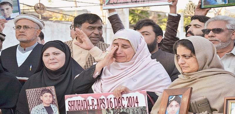 APS Victims' Parents Protest Govt Officials' Statements About Forgiving TTP