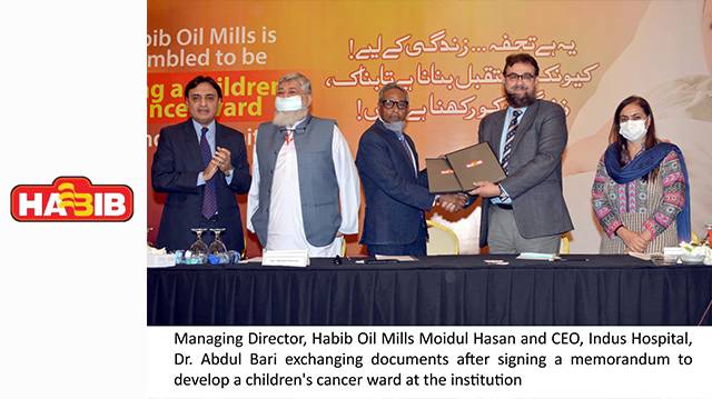 Habib Oil Mills Signs Memorandum to Develop Children’s Cancer Ward at Indus Hospital