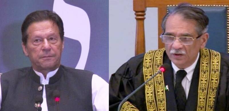 Former Chief Justice Saqib Nisar Meets Imran Khan, Complains Of PTI's Criticism Of Judiciary