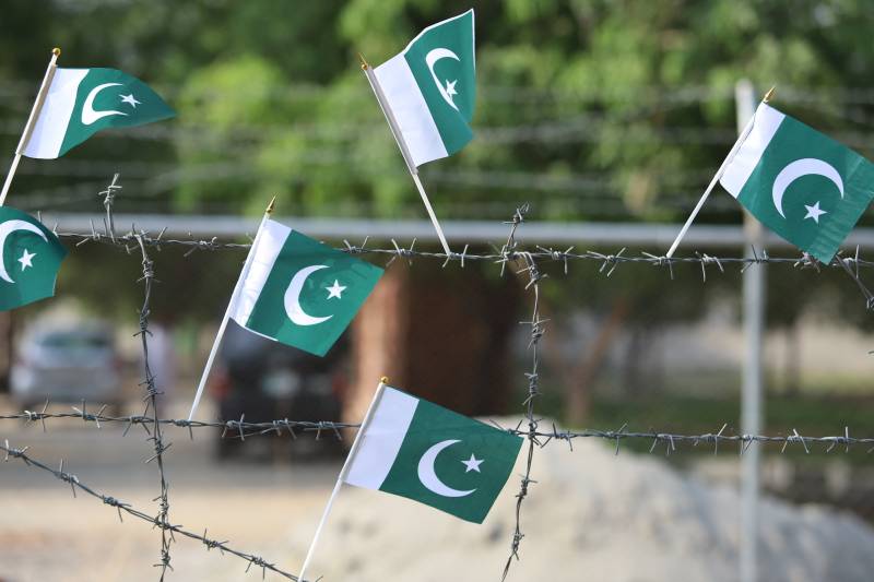Pakistan flags fence