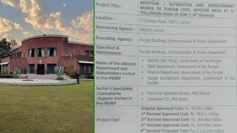 Punjab Govt To Spend Rs1.11bn On Renovation Of GOR-1 Officers’ Mess