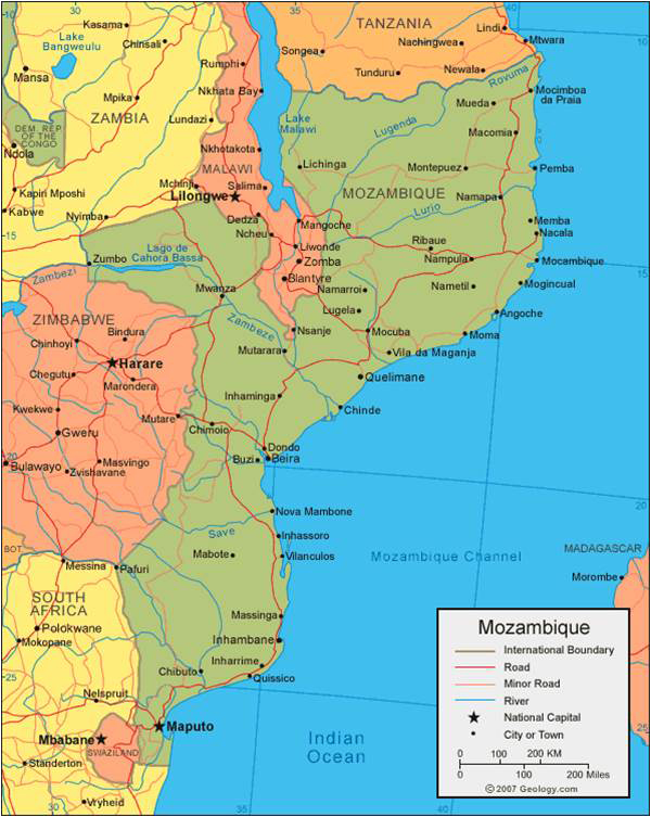 A map of Mozambique