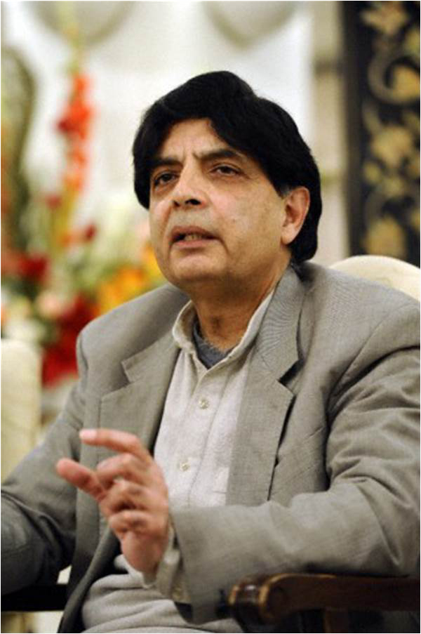 Chaudhry Nisar addressing a press conference on February 20