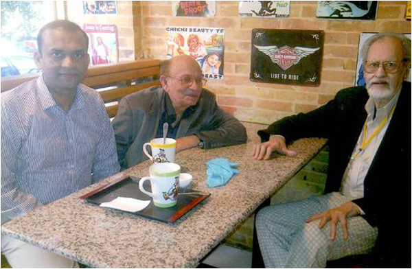 The writer with Tassadiq Sohail and Abdullah Hussein