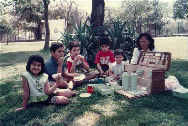 Picnicking with friends in a Lahore park, 1993