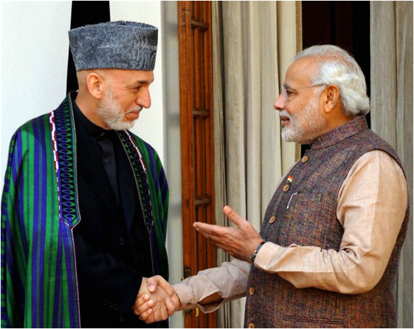 Afghan President Hamid Karzai with Indian Prime Minister Narendra Modi