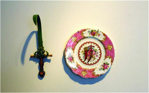 Thank You For Your Service 1 – 2014 Found porcelain plate with enamel paint and hand-painted dagger Plate: 6.5 x 6.5 in. / Dagger: 8 x 2.5 x 4 inches (Image 11)