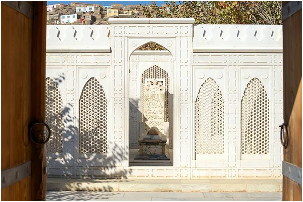 Mughal Emperor Babar's grave in Kabul within the Bab-e-Babar Gardens