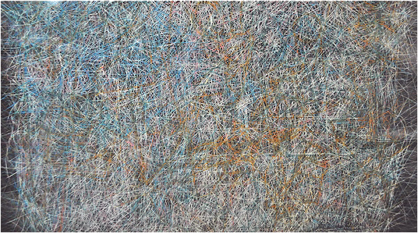 Arif Hussain Khokhar. Within the Space. Oil pastels on binding paper. 60” by 60”. 2013