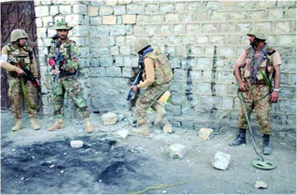 Troops carry out a search operation in Miranshah