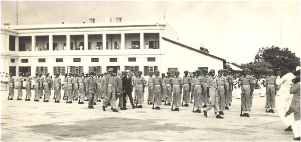 Escorting Mr John Foster Dulles, US Secy of State at a Guard of Honour in Karachi, 1953