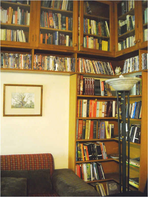 Dr Siddique's library is spread on various shelves around his house 