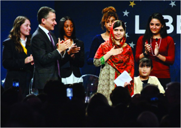 Malala receives the Liberty Medal