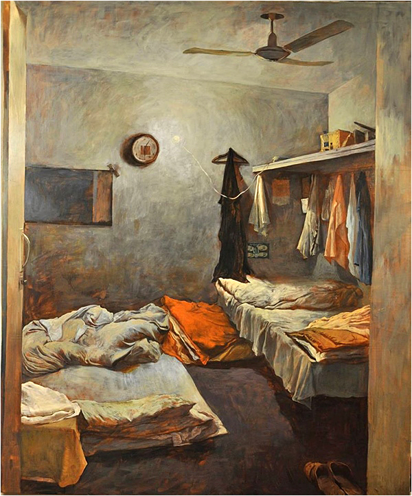 Ramzaan's Room, oil on canvas, 59 x 49 inches
