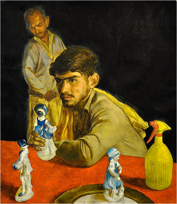 Arshad and Ramzaan, oil on linen, 24.25 x 21.25 inches