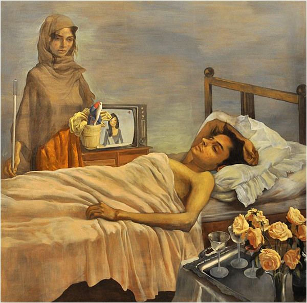 The Maid with Sleeping Boy, oil on canvas, 58 x 59 inches