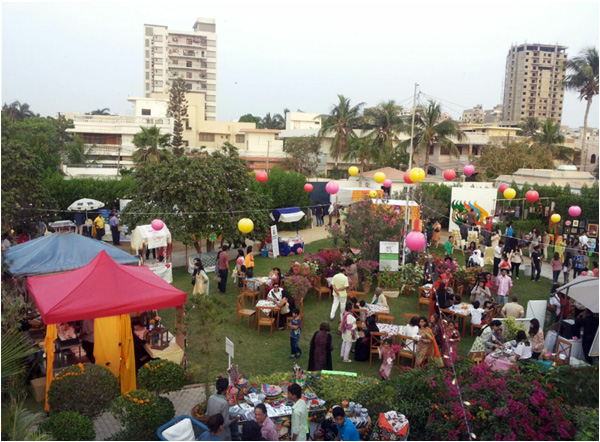 The Alliance De Francoise grounds decked up for the festival 