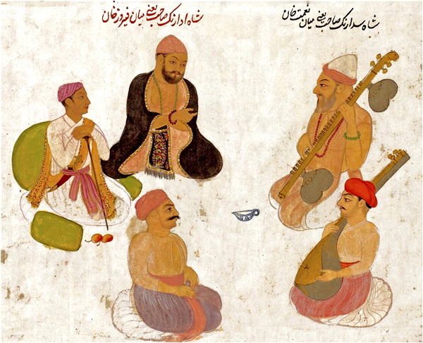 Miniature Painting Showing Niyamat Khan Sadarang & Feroze Khan Adarang