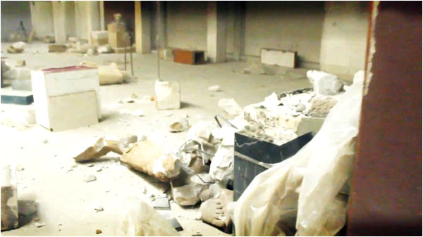 A still from ISIS's Mosul Museum video: thousands of years of history turned into rubble