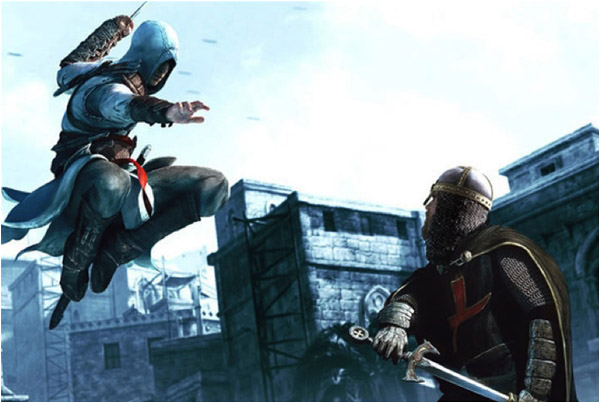 Ubisoft's depiction of an Assassin attacking a Templar