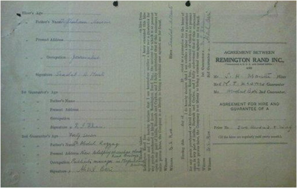 Agreement between Remington Rand Inc and Manto