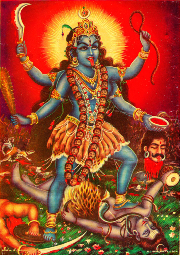 The red-tongued, sword-wielding Kali was believed to be a blood-thirsty goddess