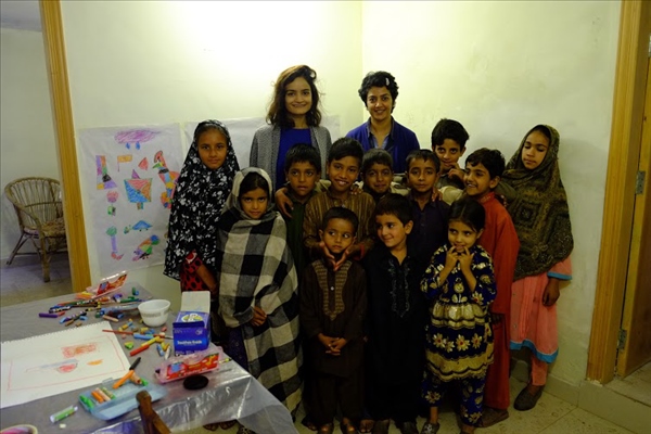 Residency artists with gujjar children