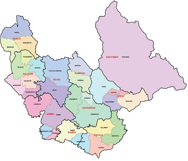 A map of Jammu and Kashmir