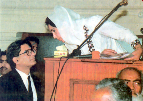 With Benazir Bhutto in court, 1997