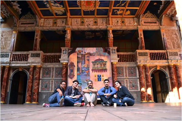 Ahmed Ali with cast members of The Taming of the Shrew at the Globe