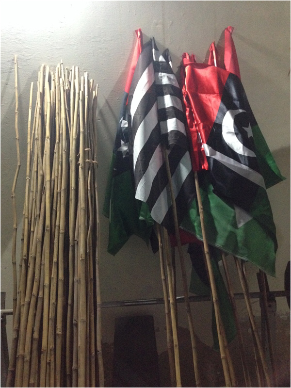 Flags of various political parties contesting the elections