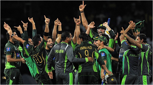 Pakistan celebrating the T20 series win against Sri Lanka in August last year