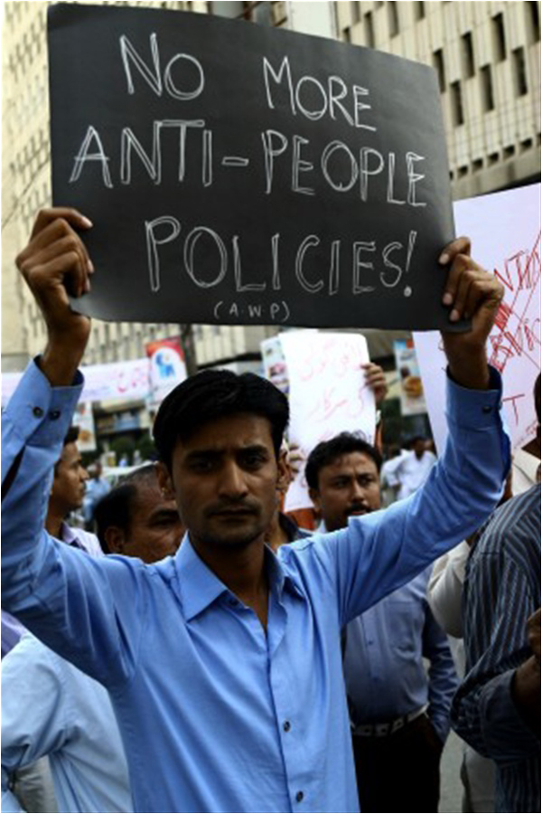 A protester at a February 3 rally against PIA's privatization