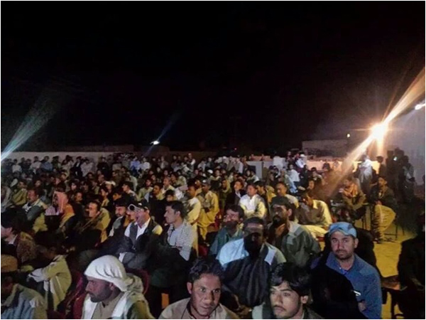 Crowd watching the final at a screening in Balochistan