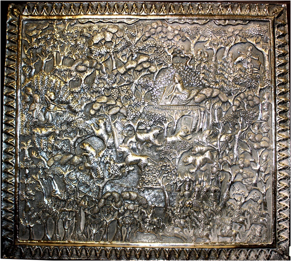 A silver hunting plaque