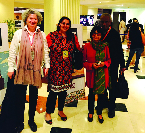The author (centre) with Madhur Jaffery and Anissa Helou (left)