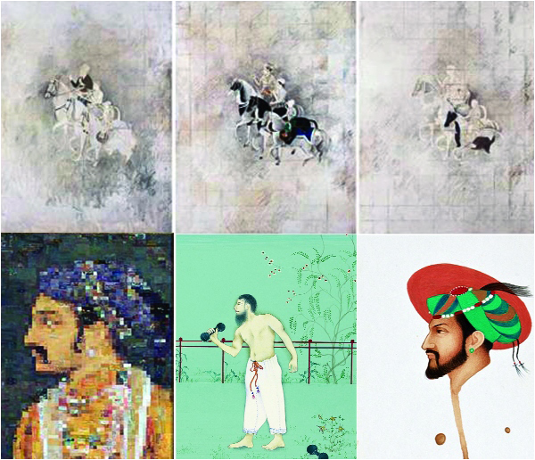 Other artists inspired by the miniature form - Top: Zahoor-ul-Akhlaq; Bottom (L-R): Rashid Rana, Imran Qureshi, Irfan Hasan