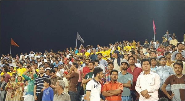 The crowd at Faisalabad's Iqbal Stadium