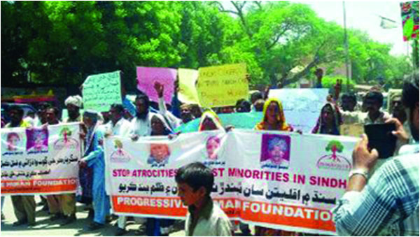 Members of Sindh's religious minorities protest atrocities against their communities in Karachi