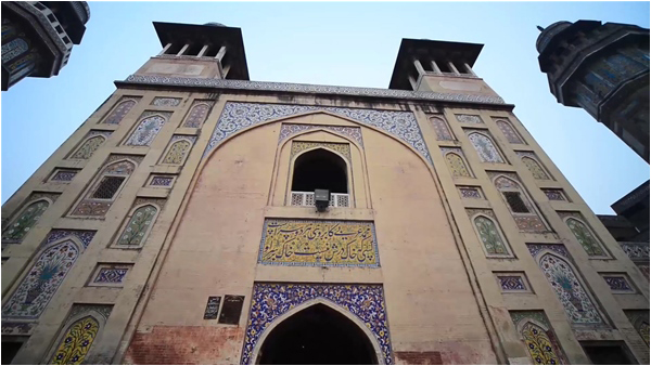 The majestic entrance to the Wazir Khan Mosque