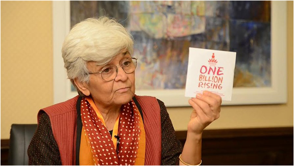 Kamila Bhasin, activist and founder of 'One Billion Rising', is featured in Hyat's documentary 'Posheeda Qadam'