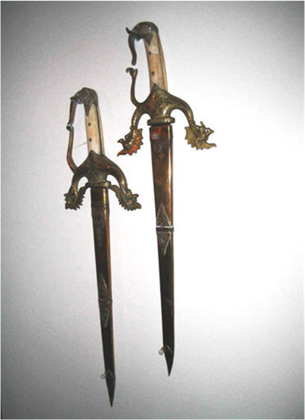 Swords used by the Assamese warriors led by Muslim general Ismail Siddique, who resisted Aurangzeb's imperial ambitions