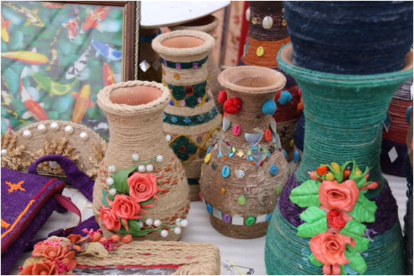 Examples of the exquisite craft-based work put on display by Baloch women in cooperation with the BRSP