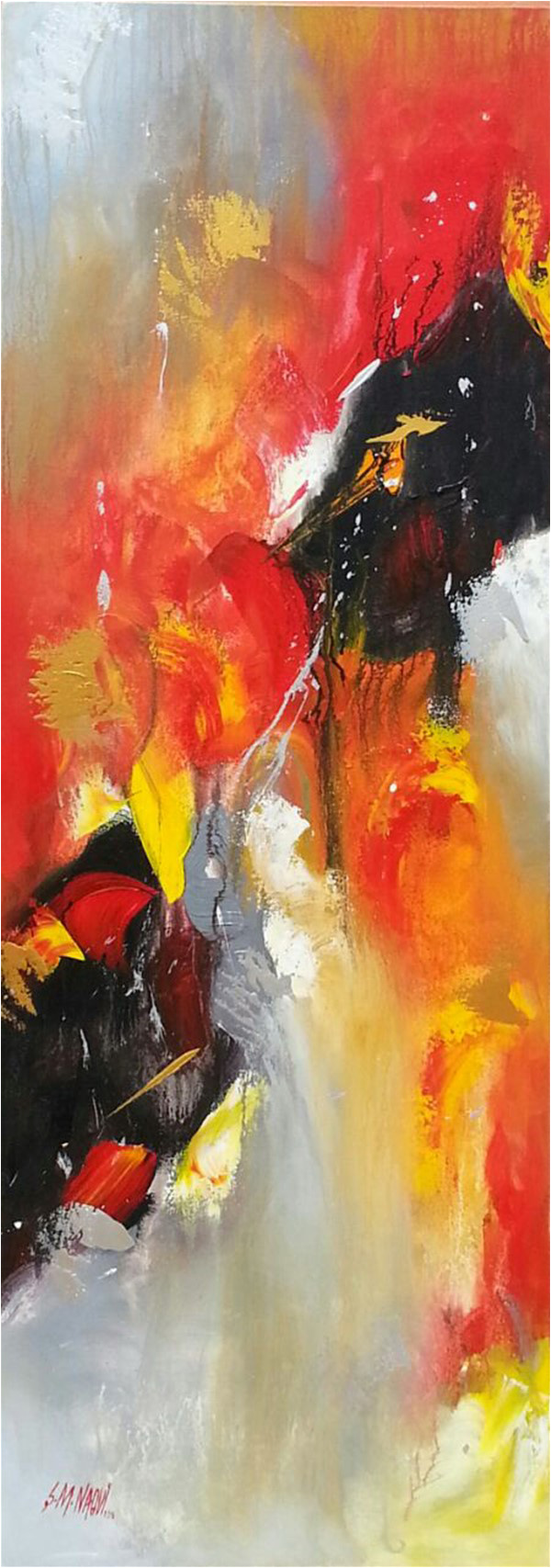 S.M. Naqvi’s ‘Gravity of Colour 2’ - acrylic on canvas, 17x47 inches