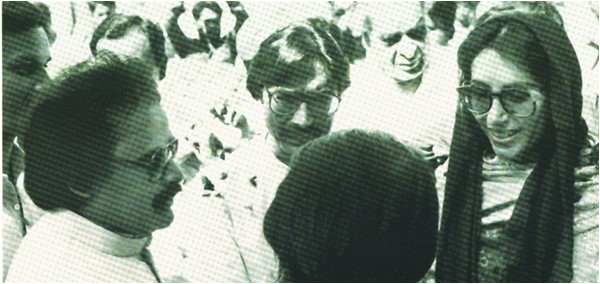 A young Altaf Hussain and Benazir Bhutto