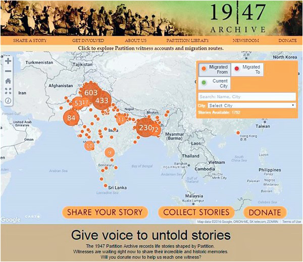 The 1947 Partition Archive's online Story Map